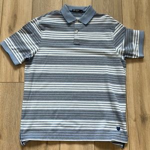 Daniel Cremieux new classic fit blue striped short sleeve jersey polo shirt.